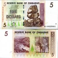 *5 Dolárov Zimbabwe 2007, P66 UNC - Kliknutím na obrázok zatvorte -